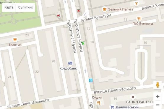 Схема рекламной плоскости по адресу Науки просп. (Леніна просп.), 10 (№2)