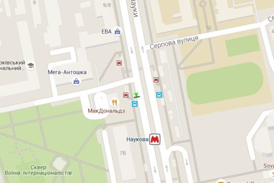 Схема рекламної площини за адресою Науки просп. (Леніна просп.) - Серпова вул., (зупинка) №2