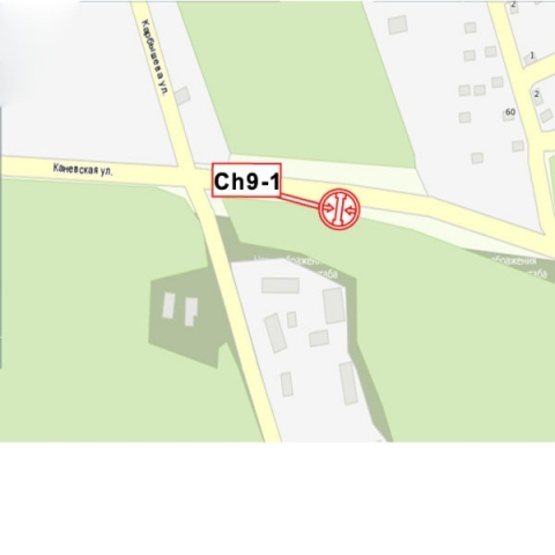 Схема рекламной плоскости по адресу Каневская ул. (дорога Черкассы-Канев, за 150 м до ул. Карбышева в направлении Черкас)