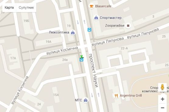 Схема рекламной плоскости по адресу Науки просп. (Леніна просп.) - Космічна вул., (зупинка)