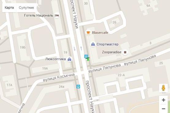 Схема рекламной плоскости по адресу Науки просп. (Леніна просп.) - Академіка Ляпунова вул., (зупинка)