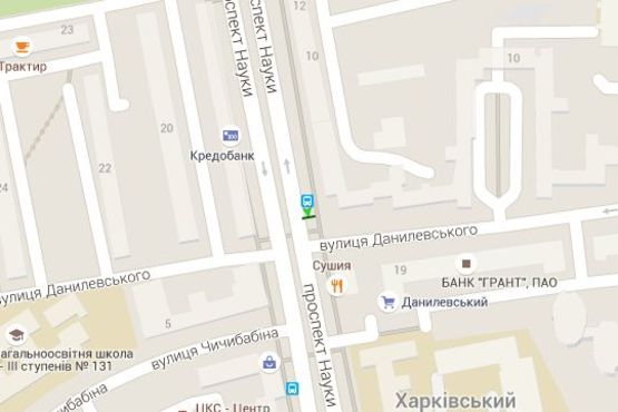 Схема рекламной плоскости по адресу Науки просп. (Леніна просп.) - Данилевського вул., (№2)