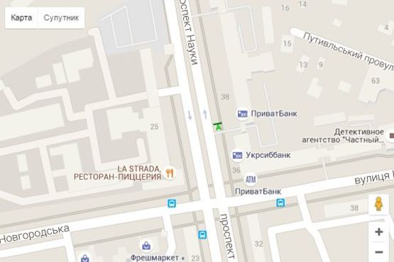 Схема рекламної площини за адресою Науки просп. (Леніна просп.), 38 (№1)