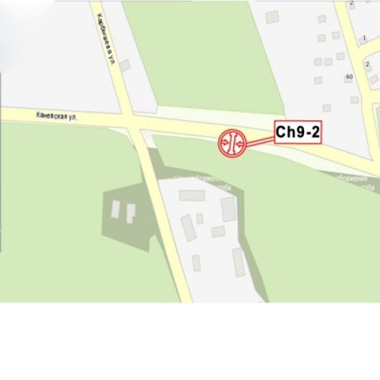 Схема рекламной плоскости по адресу Каневская ул.(дорога Черкассы-Канев, за 150 м до ул. Карбышева в направлении Канева)