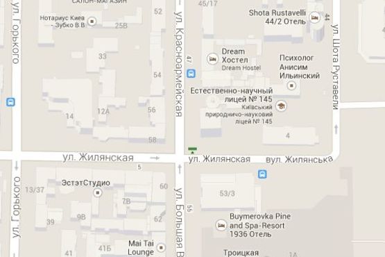 Схема рекламной плоскости по адресу Велика Васильківська вул., 51 - Жилянська вул., :Київський національний академічний театр оперети; магазин хутра "РОКСАН" (№1)