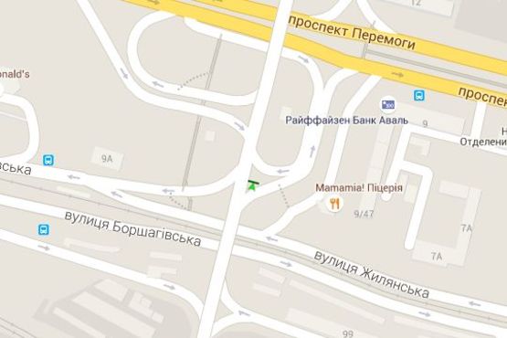 Схема рекламной плоскости по адресу Повітрофлотський просп., Повітрофлотський міст: транспортна розв"язка;  в напр. вул. Вячеслава Чорновола (№1)