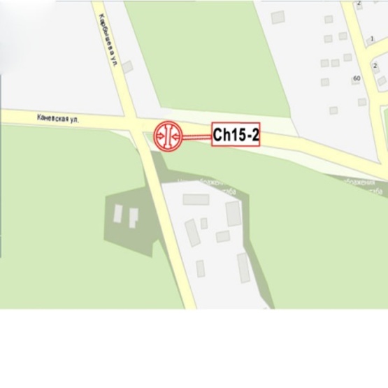 Схема рекламної площини за адресою дорога Черкассы-Канев (напротив ул. Карбышева, слева), направл. из города