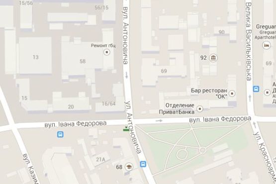 Схема рекламної площини за адресою Антоновича вул. (Горького вул.), 66 - Івана Федорова вул. (№ 4)