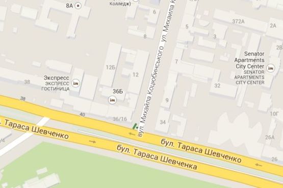 Схема рекламной плоскости по адресу Тараса Шевченка бульв. - Михайла Коцюбинського вул. (№6)