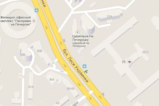 Схема рекламної площини за адресою Лесі Українки бульв., 25 (Київський військовий ліцей ім. Івана Богуна)___зупинка громадського транспорту (в напр. Лесі Українки пл.)