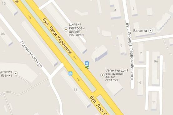 Схема рекламной плоскости по адресу Лесі Українки бульв., 7__зупинка громадського транспорту