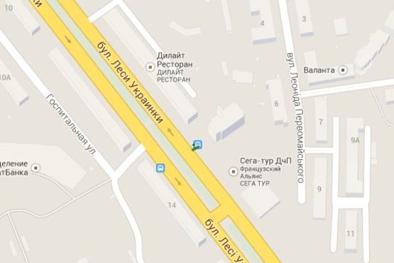 Схема рекламної площини за адресою Лесі Українки бульв., 7__зупинка громадського транспорту