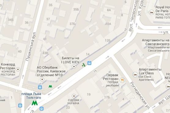 Схема рекламной плоскости по адресу Велика Васильківська вул., 16- зуупинка гром. транспорту