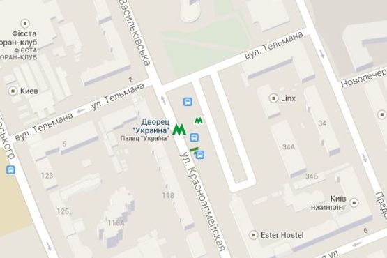 Схема рекламної площини за адресою Велика Васильківська вул., 111 (Палац культури "Україна") - зуупинка гром. транспорту