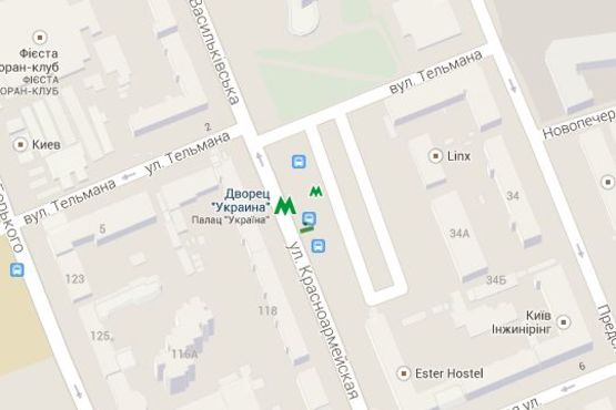 Схема рекламної площини за адресою Велика Васильківська вул., 111 (Палац культури "Україна") - зуупинка гром. транспорту