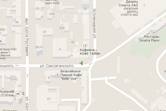 Схема рекламной плоскости по адресу Саксаганського вул., 2 - Еспланадна вул.