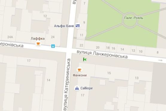 Схема рекламної площини за адресою Ланжеронівська вул., 15 - Єкатеринінська вул.