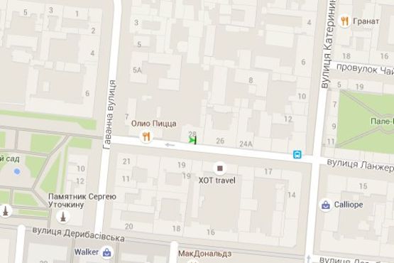 Схема рекламной плоскости по адресу Ланжеронівська вул., 28 ( направление в бік Театра)