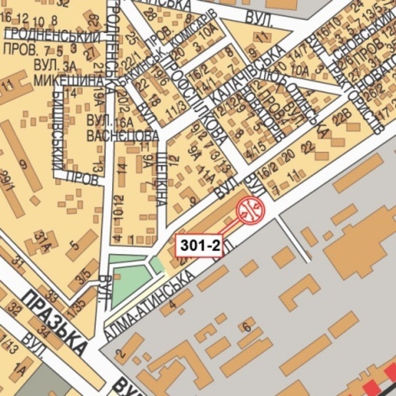 Схема рекламної площини за адресою Алма-Атинская ул./ ул. Профсоюзная (Райффайзен Банк Аваль, магазин "Алло", Новая почта №3, Страйкбольный клуб "Лабиринт"), направ. из города