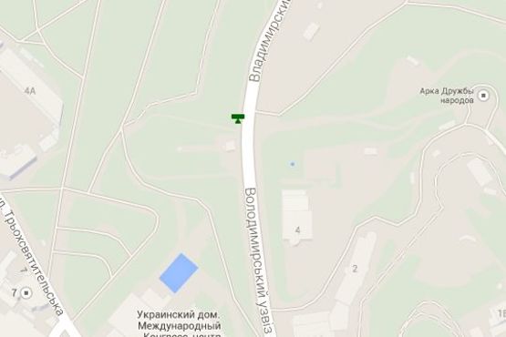 Схема рекламной плоскости по адресу Володимирський узвіз, (зелена зона) №5