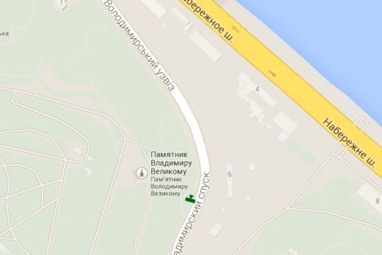 Схема рекламной плоскости по адресу Володимирський узвіз, (зелена зона) №8