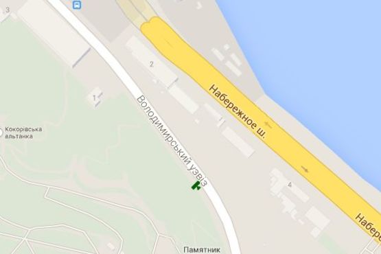 Схема рекламной плоскости по адресу Володимирський узвіз, (зелена зона) №12