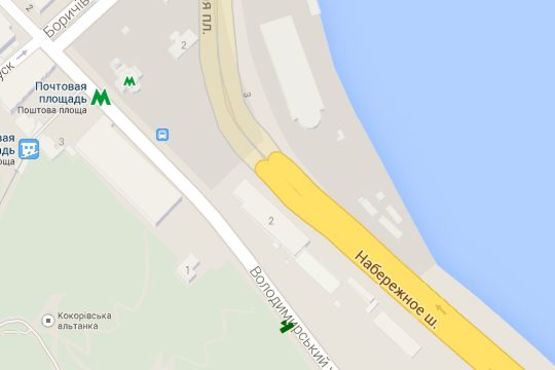 Схема рекламной плоскости по адресу Володимирський узвіз, (зелена зона) №14