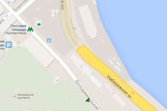 Схема рекламной плоскости по адресу Володимирський узвіз, (зелена зона) №14