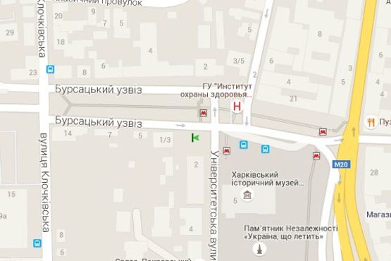 Схема рекламной плоскости по адресу Бурсацький узвіз - Університетська вул.