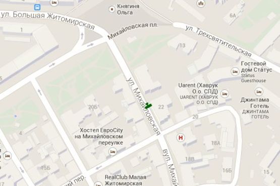 Схема рекламної площини за адресою Михайлівська вул., 22