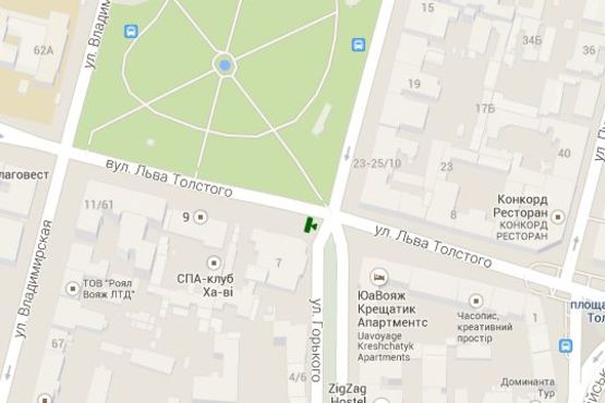 Схема рекламної площини за адресою Льва Толстого вул., 7-1 - Антоновича вул. (Горького вул.)