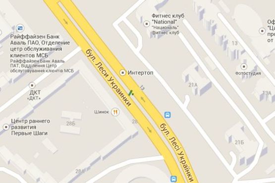 Схема рекламной плоскости по адресу Лесі Українки бульв., 28 (магазин "Спортмайстер" (асф. розподільник) ;  №2 ((2-скрол))