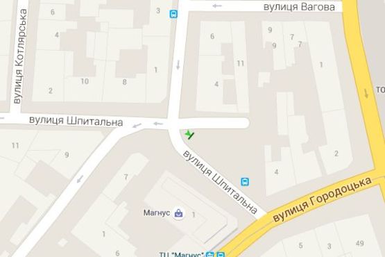 Схема рекламної площини за адресою Шпитальна вул., 1