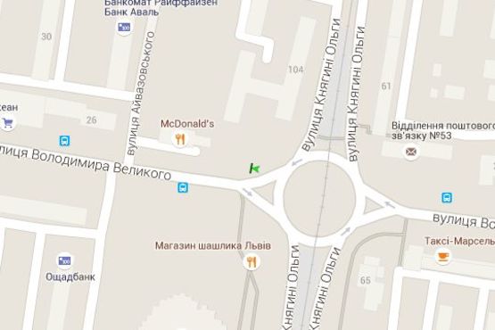 Схема рекламной плоскости по адресу Володимира Великого вул. - Княгині Ольги вул.