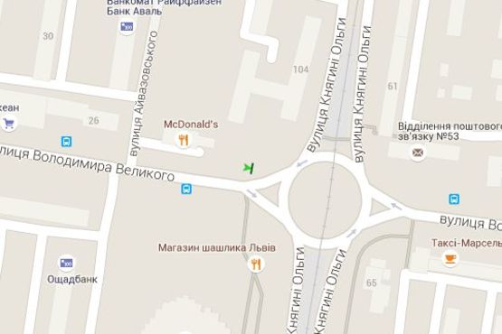 Схема рекламной плоскости по адресу Володимира Великого вул. - Княгині Ольги вул.