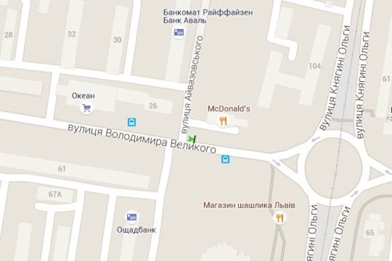 Схема рекламной плоскости по адресу Володимира Великого вул., 24-а