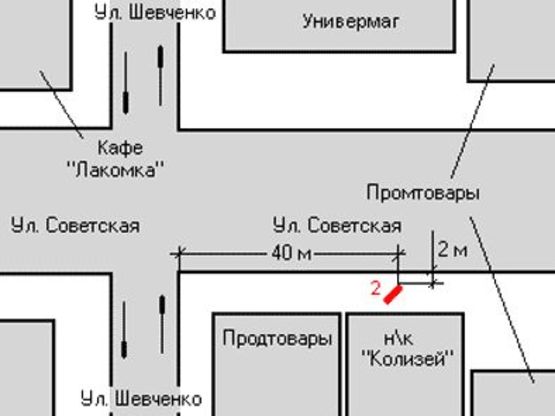 Схема рекламной плоскости по адресу Радянська (центр) вул. - Шевченка вул.
