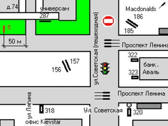 Схема рекламной плоскости по адресу Леніна просп., 74