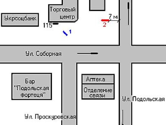 Схема рекламной плоскости по адресу Подільська вул. - Соборна вул.