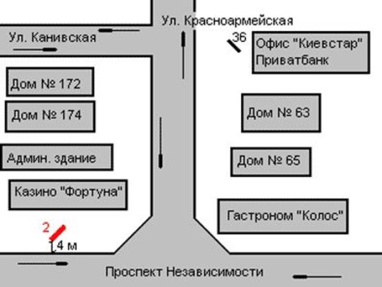 Схема рекламной плоскости по адресу Героїв Майдану вул., 96