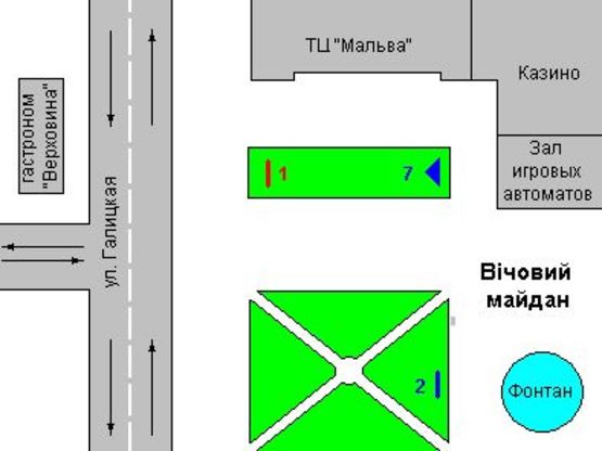 Схема рекламной плоскости по адресу Незалежності вул., 1