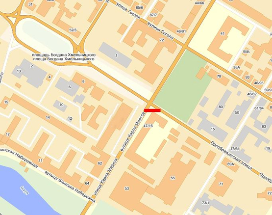 Схема рекламної площини за адресою Велика Перспективна вул., 47/16 - Преображенська вул.