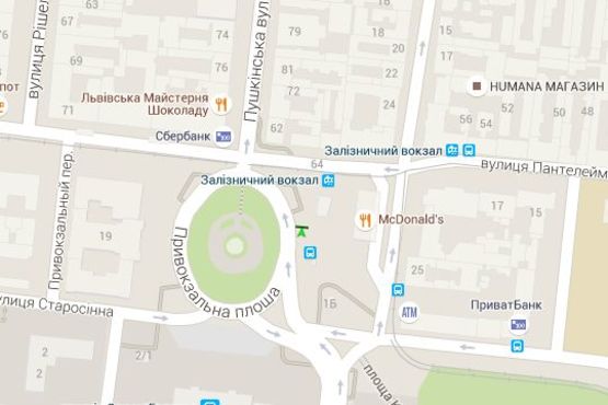 Схема рекламної площини за адресою Привокзальна пл. - Пантелеймонівська вул.