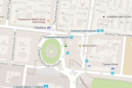 Схема рекламної площини за адресою Привокзальна пл. - Пантелеймонівська вул.