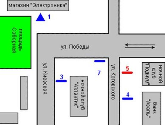 Схема рекламної площини за адресою Михайла Грушевського вул. (Котовського вул.), 11 - Перемоги вул.