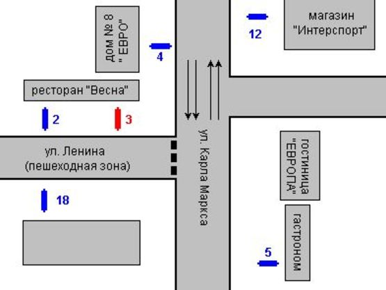Схема рекламної площини за адресою Дворцова вул., 13