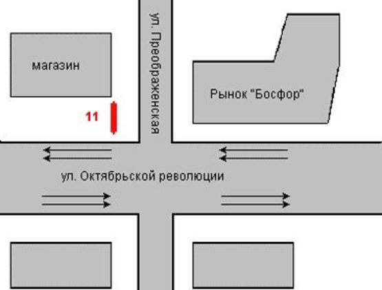 Схема рекламної площини за адресою Вокзальна вул. (Жовтневої Революції вул.), 37/16