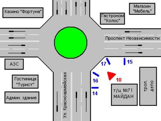 Схема рекламной плоскости по адресу Незалежності просп. - Героїв Майдану вул., 71