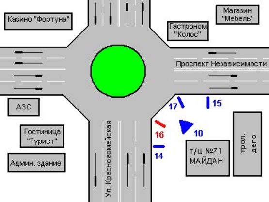 Схема рекламної площини за адресою Незалежності просп. - Героїв Майдану вул., 71