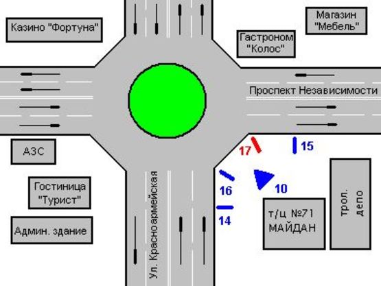 Схема рекламної площини за адресою Незалежності просп. - Героїв Майдану вул., 71